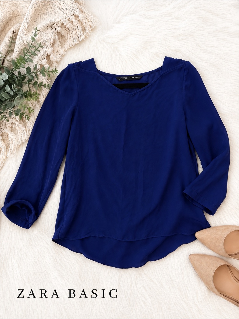 Zara Basic Royal Blue Blouse – Size M